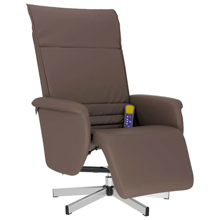 Fauteuil inclinable de massage repose-pieds marron similicuir - 3