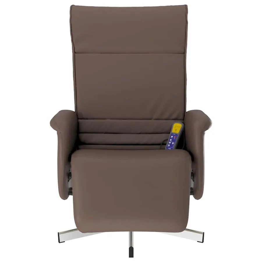 Fauteuil inclinable de massage repose-pieds marron similicuir - 4