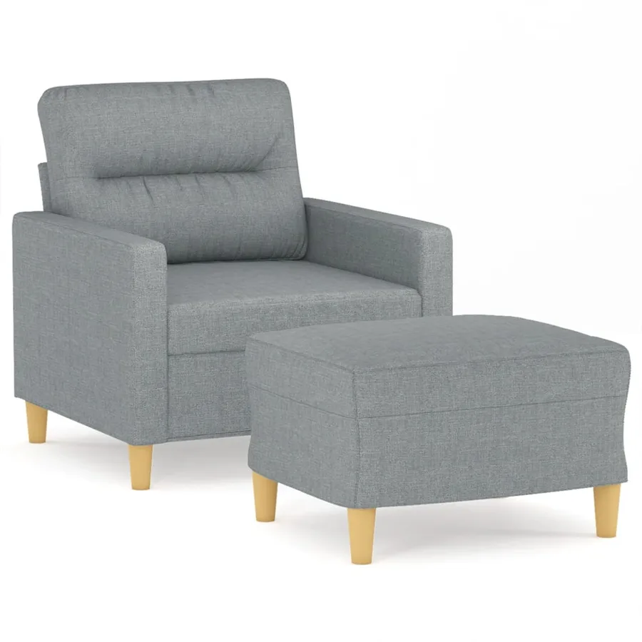 Fauteuil avec repose-pied Gris clair 60 cm Tissu - 2