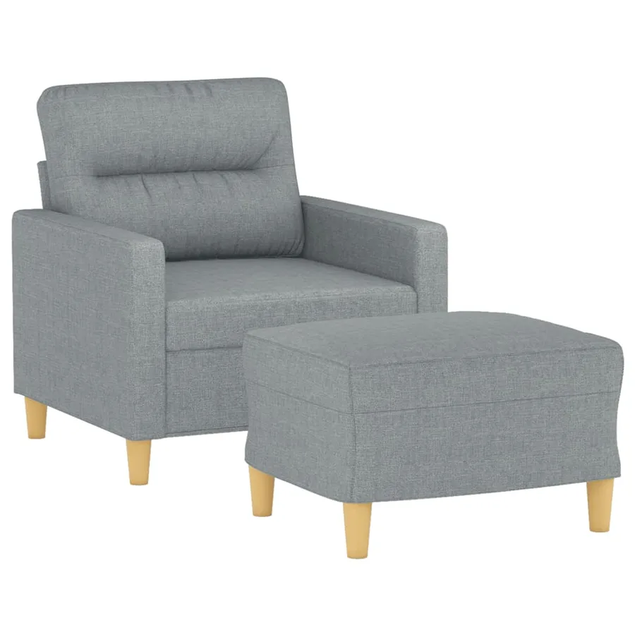 Fauteuil avec repose-pied Gris clair 60 cm Tissu - 3