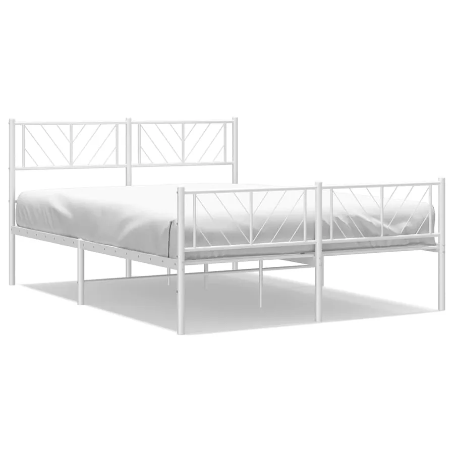 Cadre de lit métal sans matelas et pied de lit blanc 150x200 cm - 2