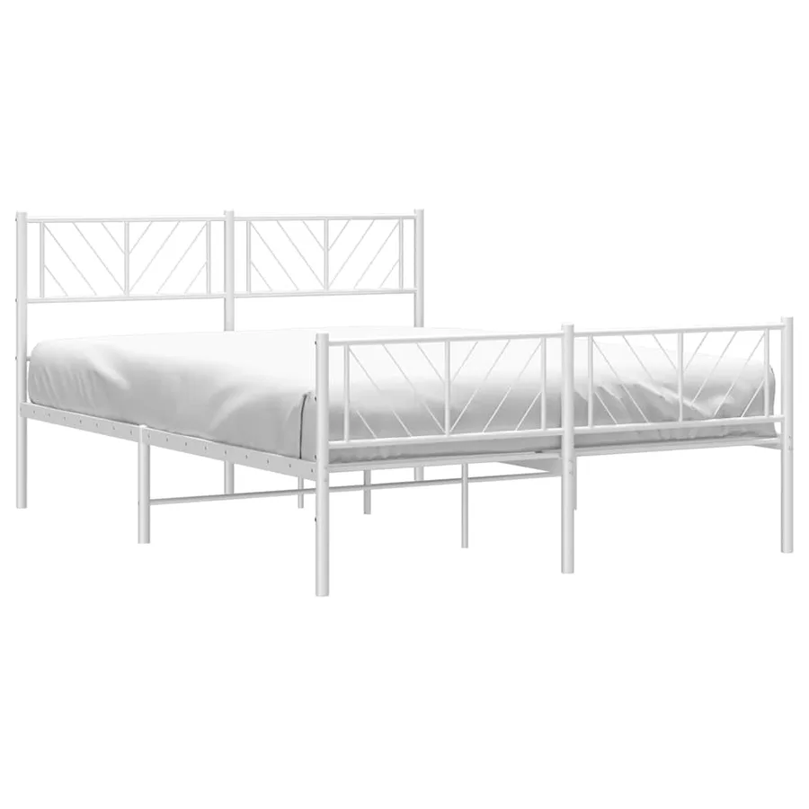 Cadre de lit métal sans matelas et pied de lit blanc 150x200 cm - 4