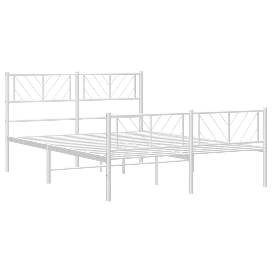 Cadre de lit métal sans matelas et pied de lit blanc 150x200 cm - 5