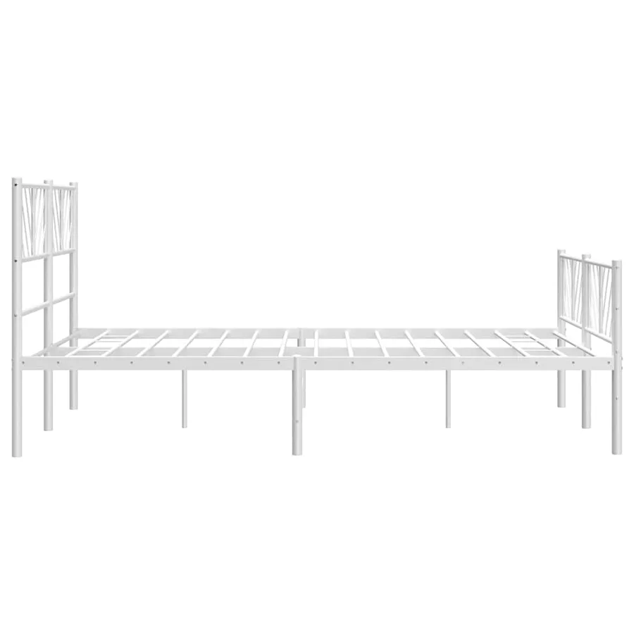Cadre de lit métal sans matelas et pied de lit blanc 150x200 cm - 7