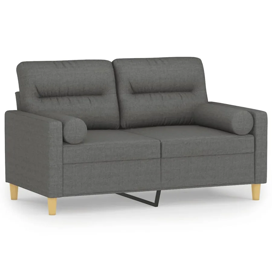 Canapé 2 places avec oreillers gris foncé 120 cm tissu - 2