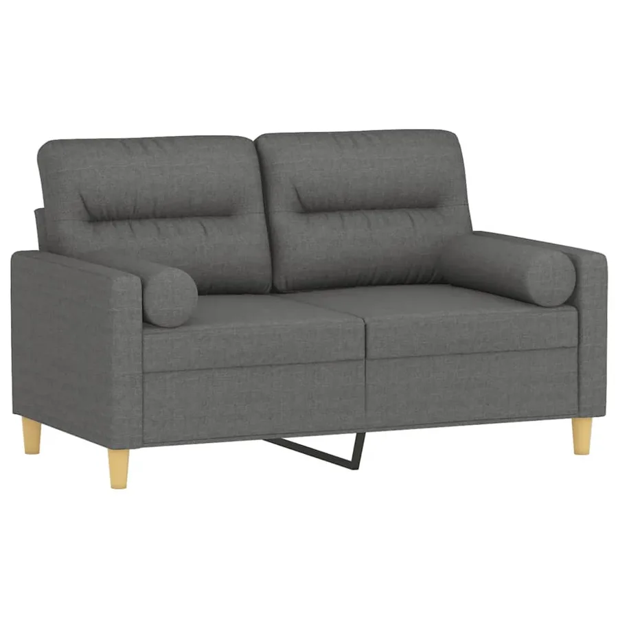 Canapé 2 places avec oreillers gris foncé 120 cm tissu - 3