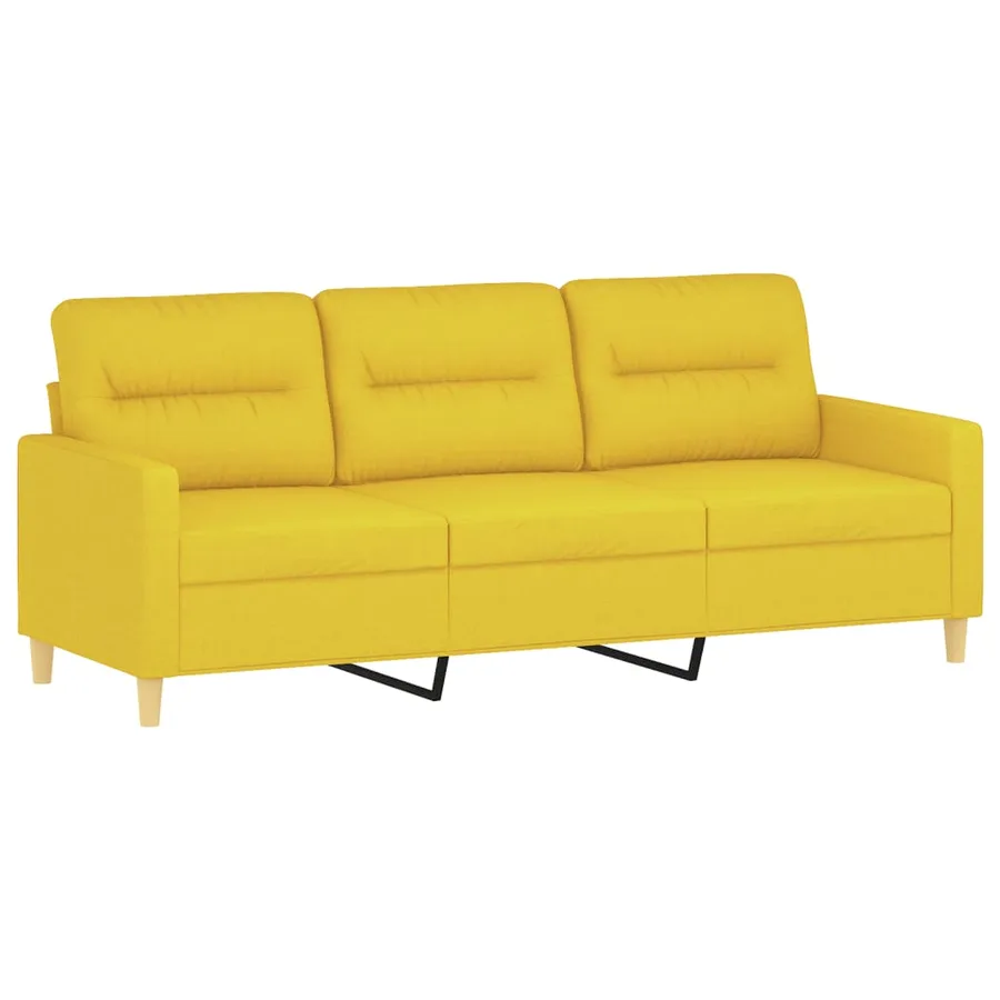 Ensemble de canapés 2 pcs avec coussins Jaune clair Tissu - 4