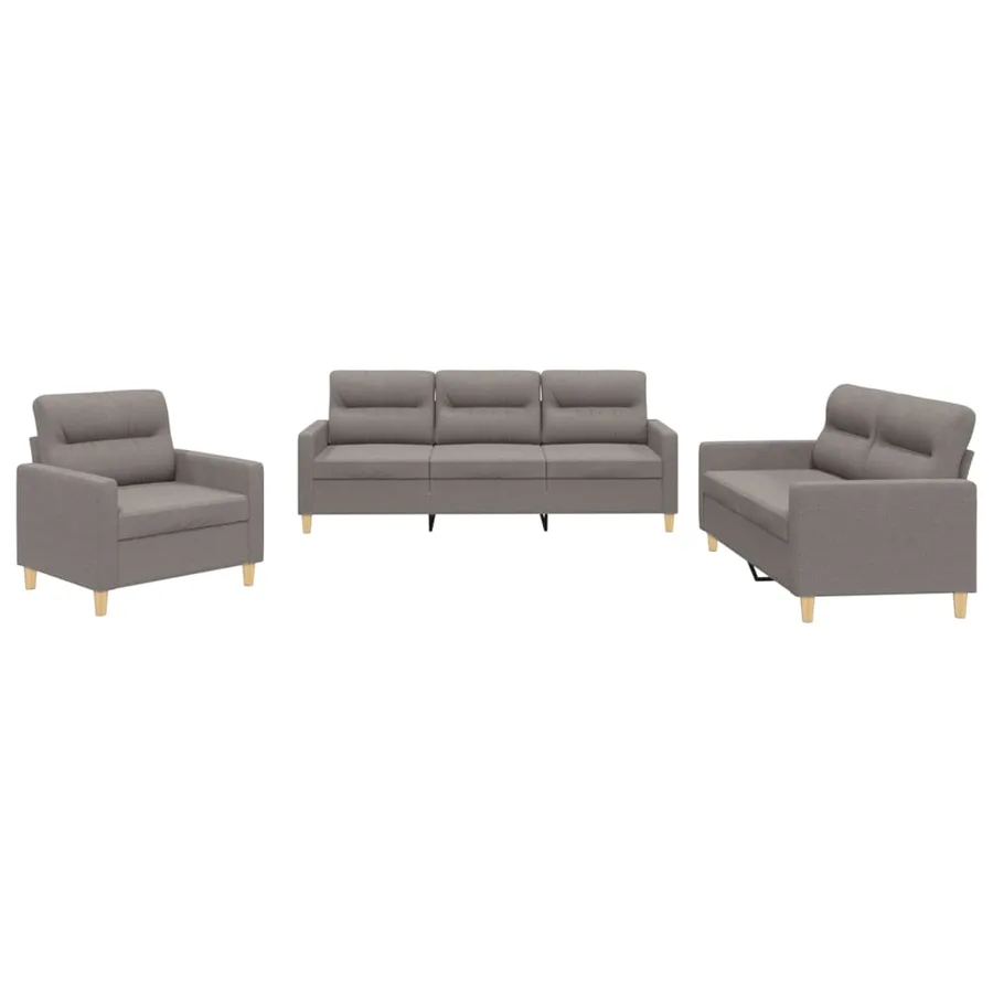 Ensemble de canapés 3 pcs avec coussins Taupe Tissu - 2