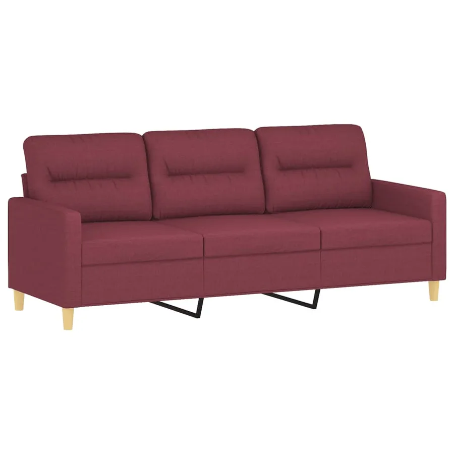 Ensemble de canapés 3 pcs avec coussins rouge bordeaux tissu - 4