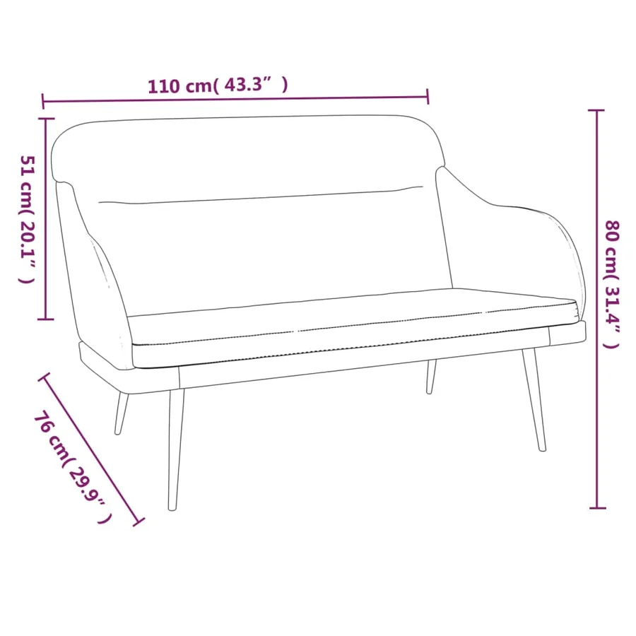 Banc Noir 110x76x80 cm Velours - 8