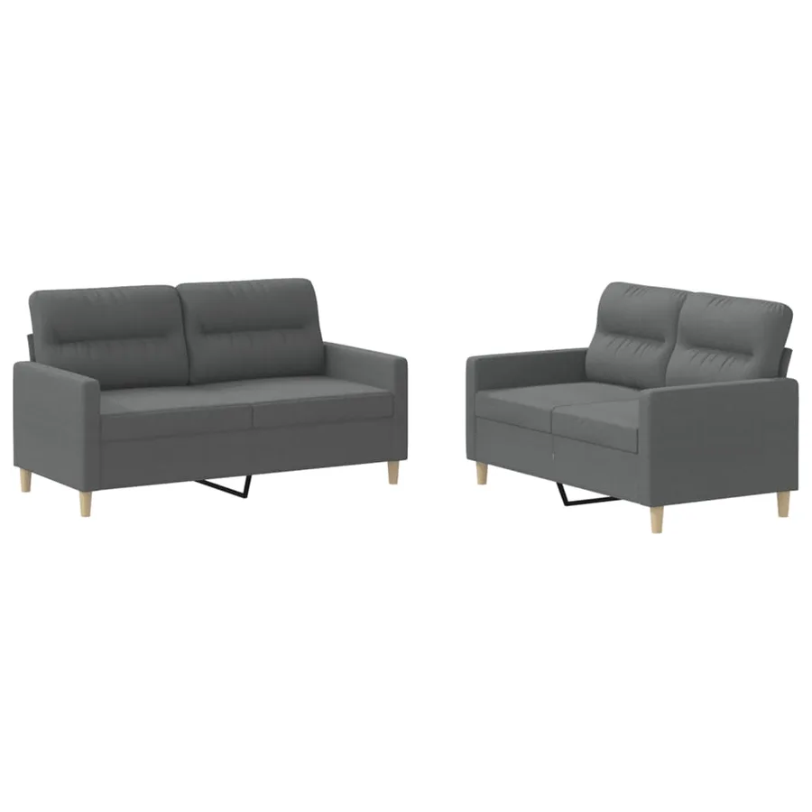 Ensemble de canapés 2 pcs avec coussins Gris foncé Tissu - 2