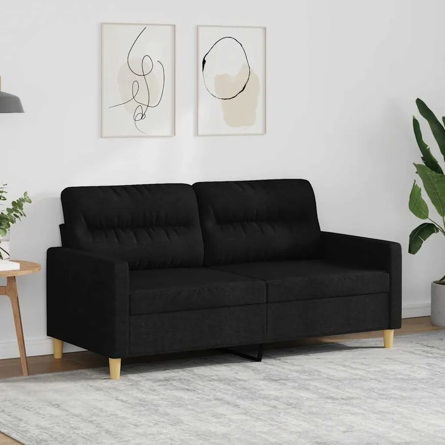 Canapé à 2 places Noir 140 cm Tissu