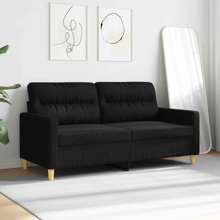 Canapé à 2 places Noir 140 cm Tissu - 3