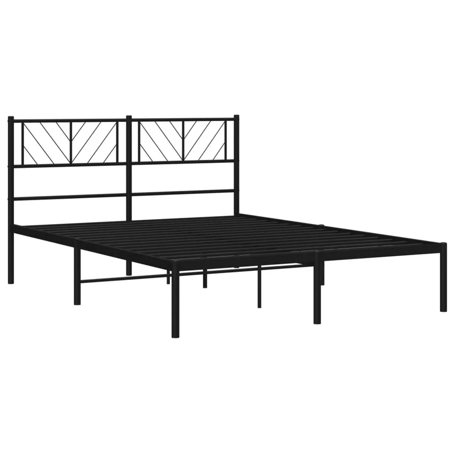 Cadre de lit métal sans matelas avec tête de lit noir 140x190cm - 4