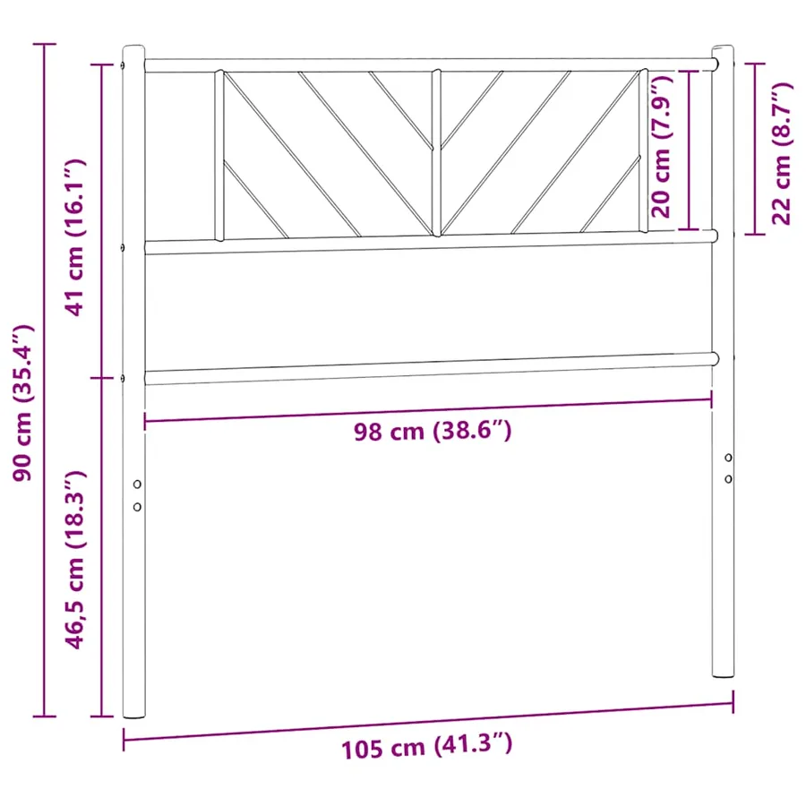 Tête de lit de remplacement métal noir 100 cm - 7