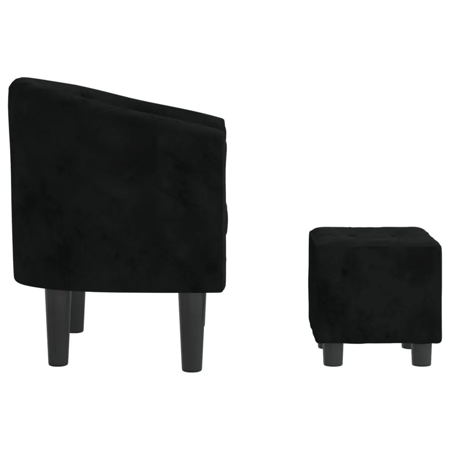 Fauteuil avec repose-pied noir velours - 4