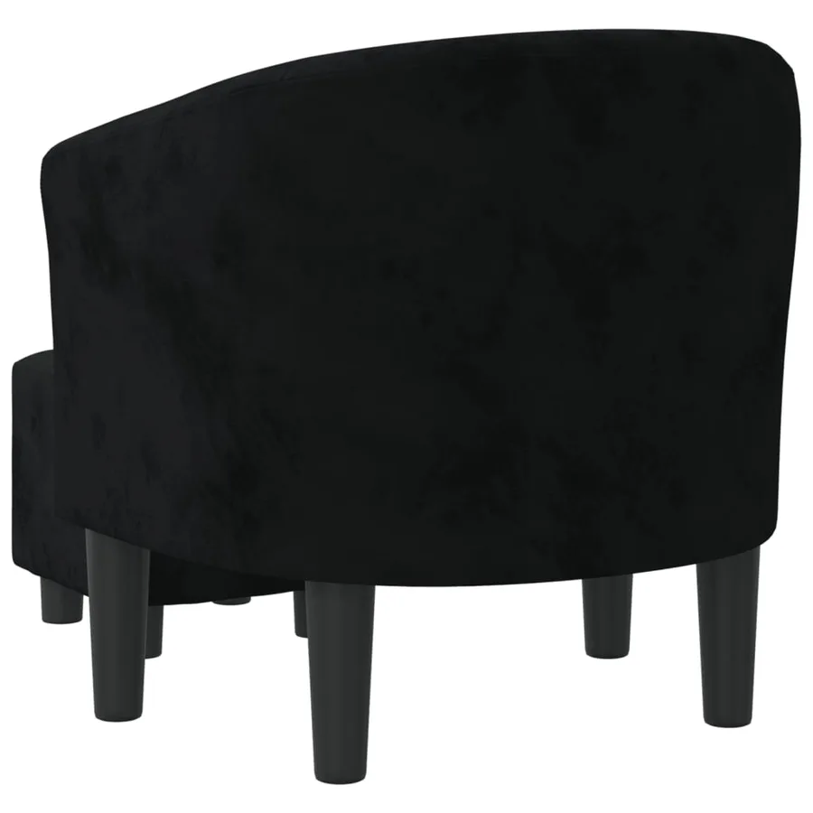 Fauteuil avec repose-pied noir velours - 5