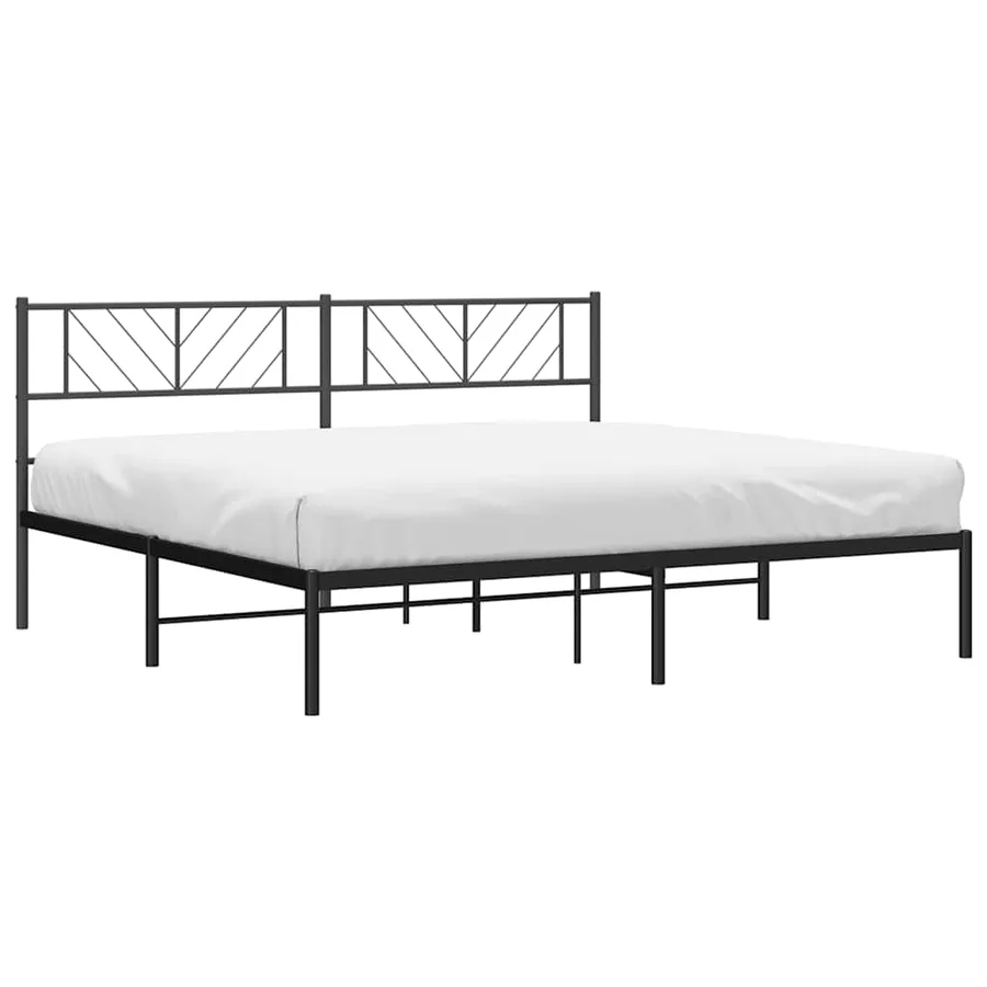 Cadre de lit métal sans matelas avec tête de lit noir 193x203cm - 4