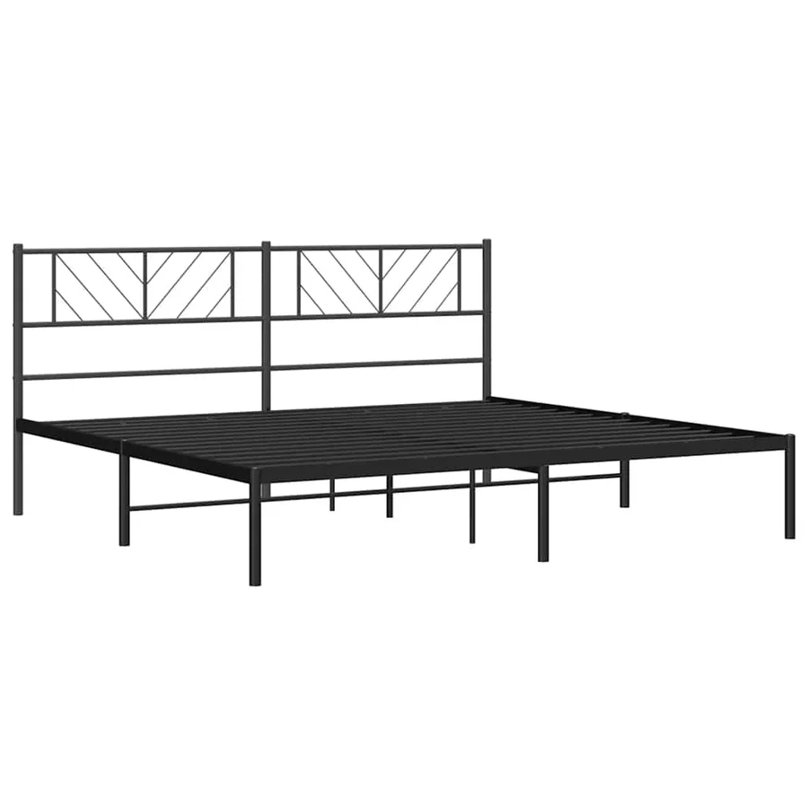 Cadre de lit métal sans matelas avec tête de lit noir 193x203cm - 5