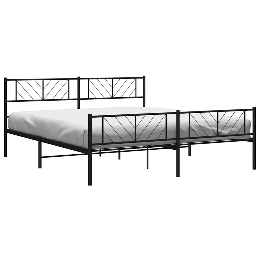 Cadre de lit métal sans matelas avec pied de lit noir 193x203cm - 4