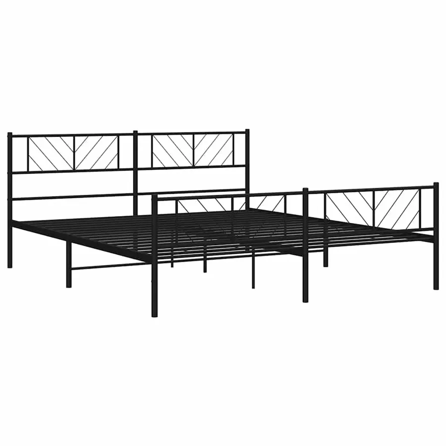 Cadre de lit métal sans matelas avec pied de lit noir 193x203cm - 5