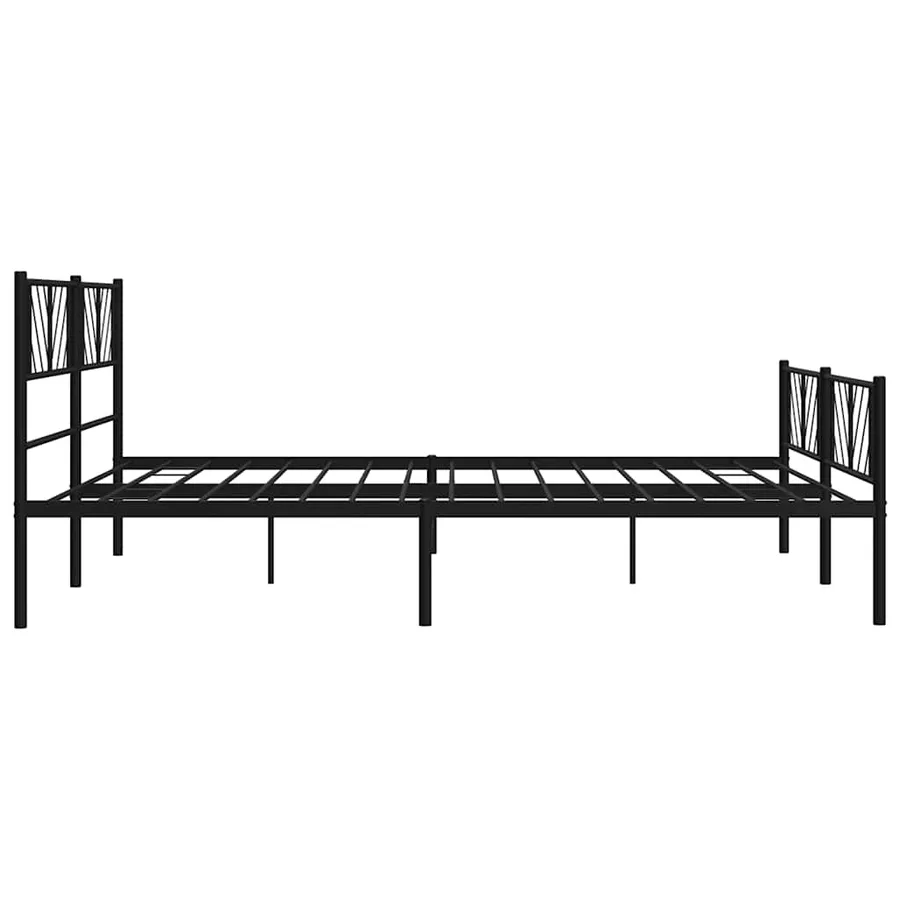 Cadre de lit métal sans matelas avec pied de lit noir 193x203cm - 7