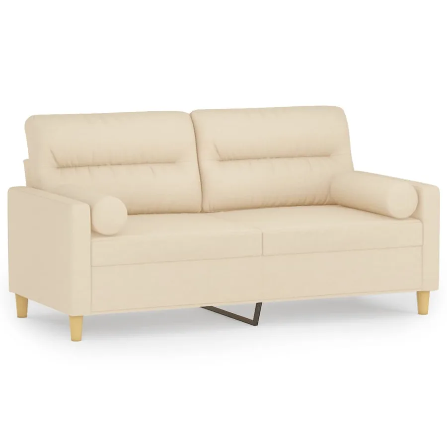 Canapé 2 places avec oreillers décoratifs crème 140 cm tissu - 2