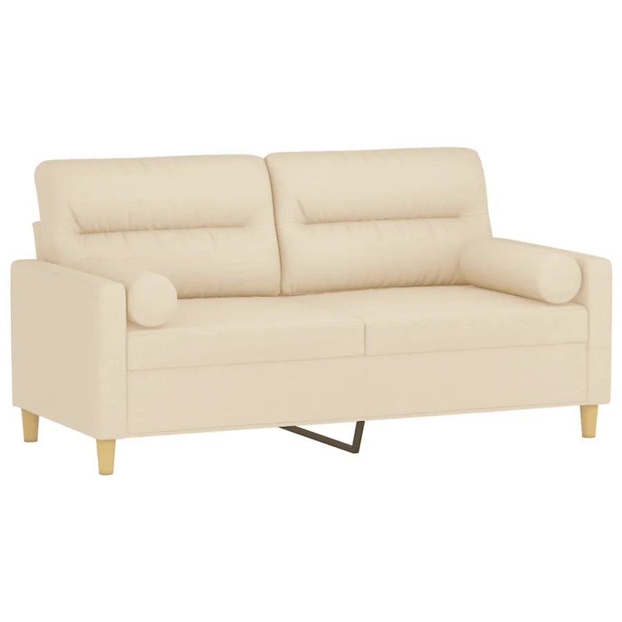 Canapé 2 places avec oreillers décoratifs crème 140 cm tissu - 3