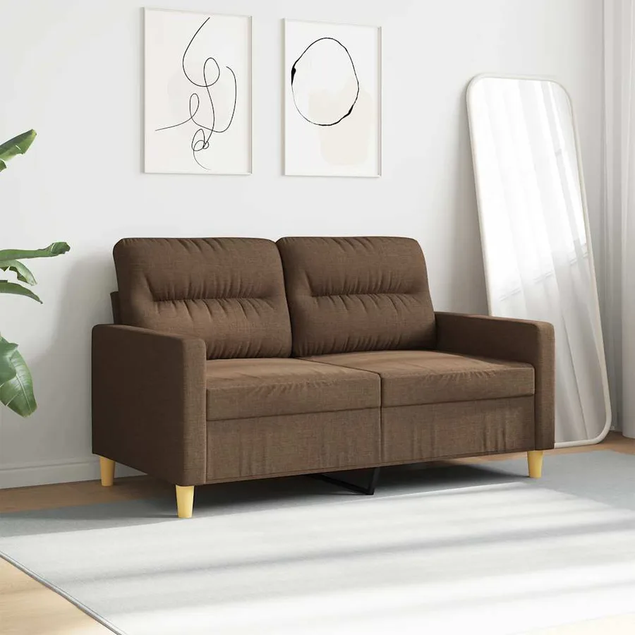 Canapé à 2 places Marron 120 cm Tissu - 3