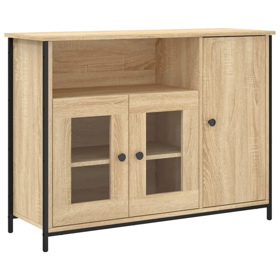 Buffet chêne sonoma 100x35x75 cm bois d'ingénierie - 2