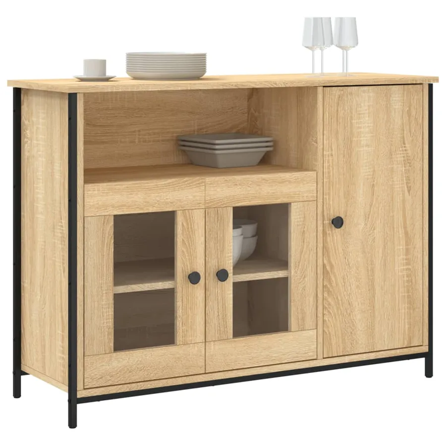 Buffet chêne sonoma 100x35x75 cm bois d'ingénierie - 3