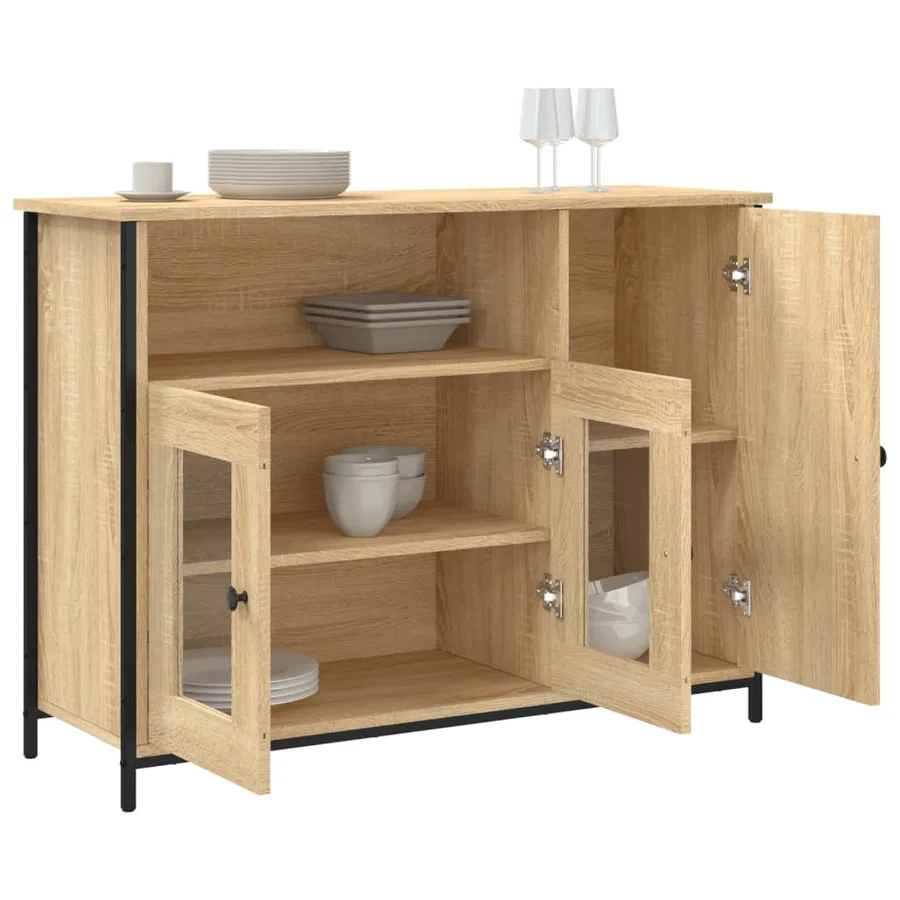 Buffet chêne sonoma 100x35x75 cm bois d'ingénierie - 4