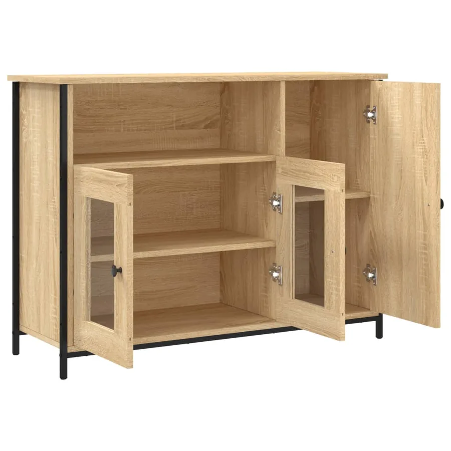 Buffet chêne sonoma 100x35x75 cm bois d'ingénierie - 5