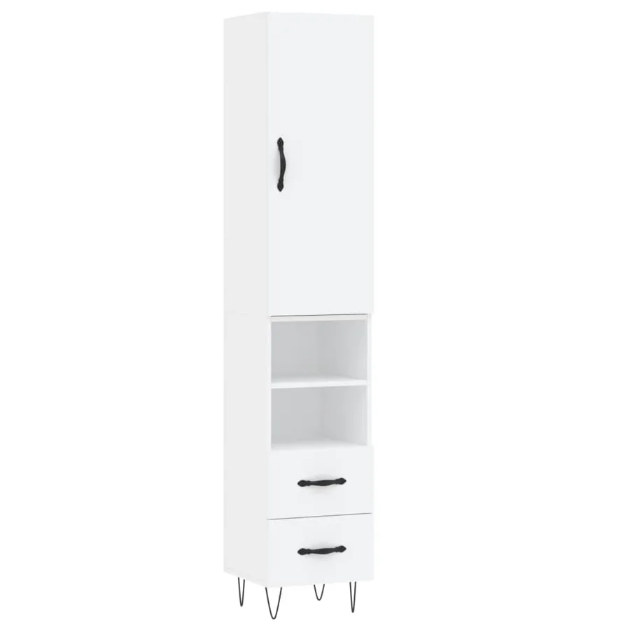 Buffet haut Blanc 34,5x34x180 cm Bois d'ingénierie - 2