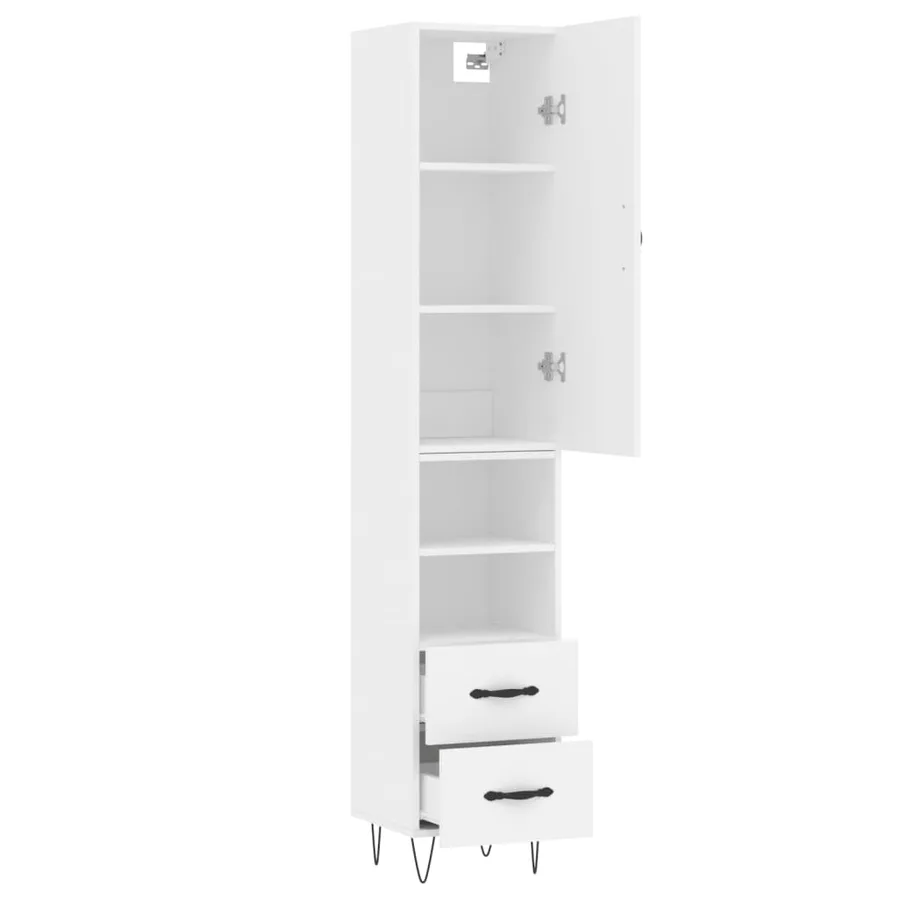 Buffet haut Blanc 34,5x34x180 cm Bois d'ingénierie - 4