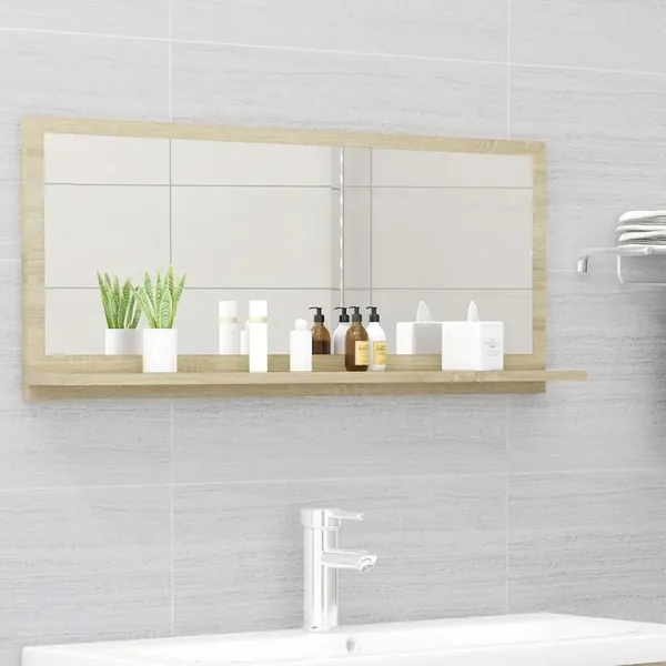 Miroir de salle de bain Chêne sonoma 90x10,5x37 cm Aggloméré