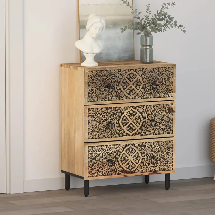 Armoire latérale 60x33x75 cm bois massif de manguier - 3