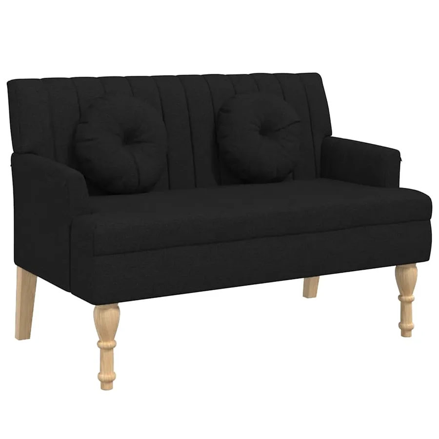 Banc avec coussins noir 113x64,5x75,5 cm tissu - 2