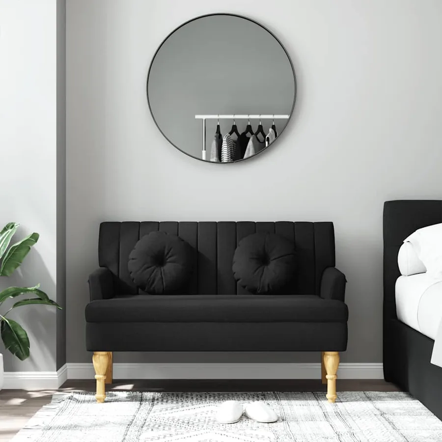 Banc avec coussins noir 113x64,5x75,5 cm tissu - 3
