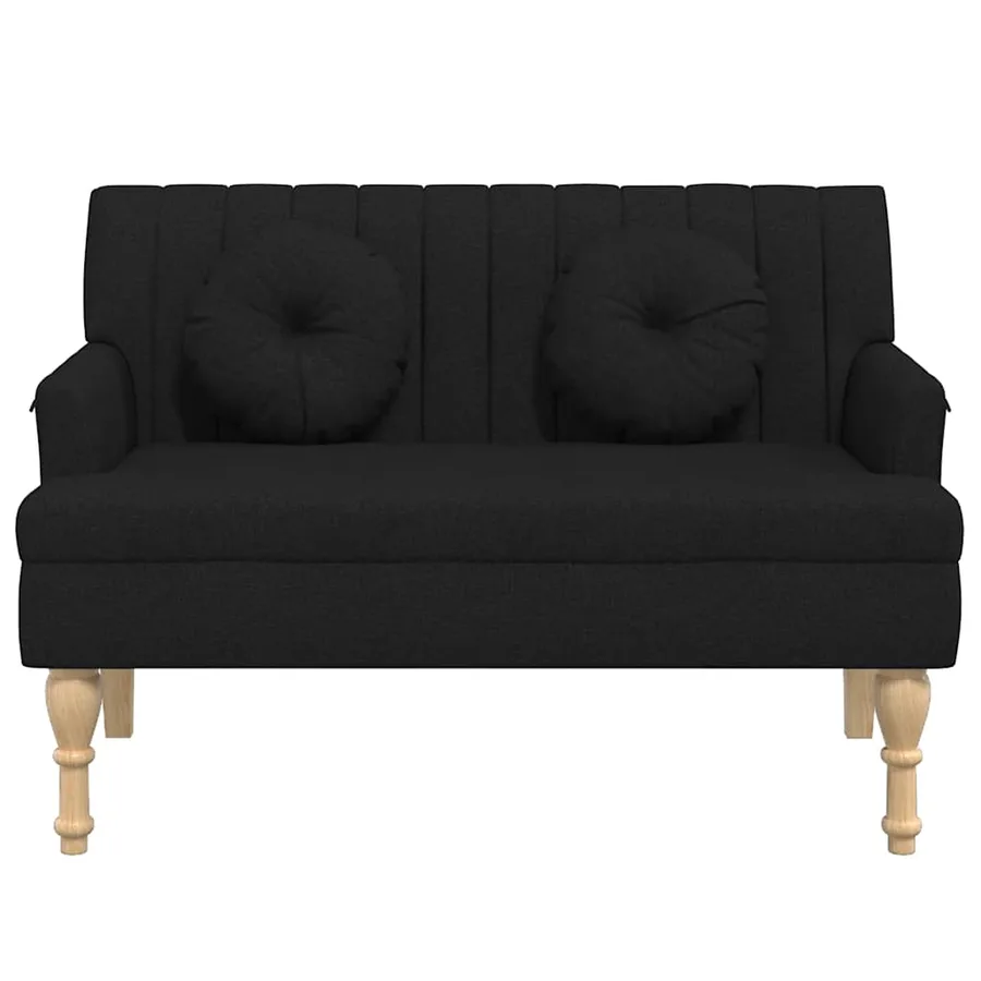 Banc avec coussins noir 113x64,5x75,5 cm tissu - 4