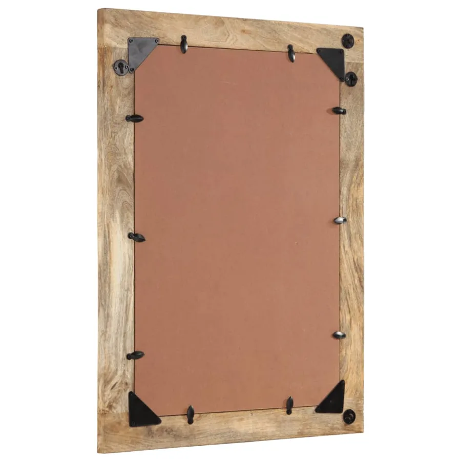 Miroir de bain 50x70x2,5 cm bois de manguier massif et verre - 3