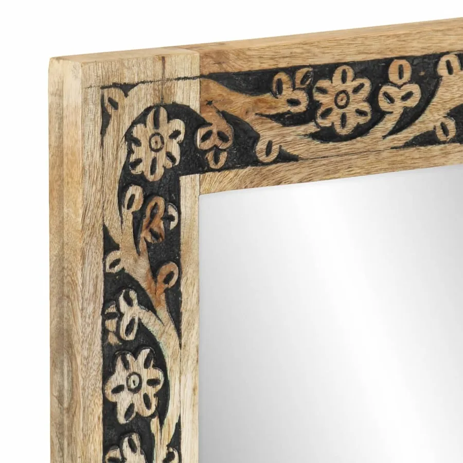 Miroir de bain 50x70x2,5 cm bois de manguier massif et verre - 5