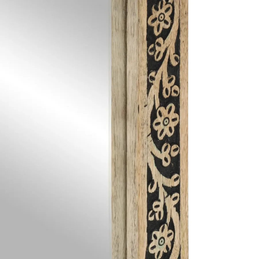 Miroir de bain 50x70x2,5 cm bois de manguier massif et verre - 6