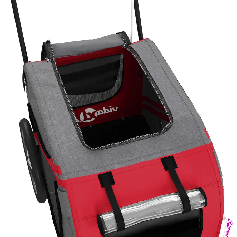 Remorque de vélo pour animaux de compagnie rouge et gris - 10