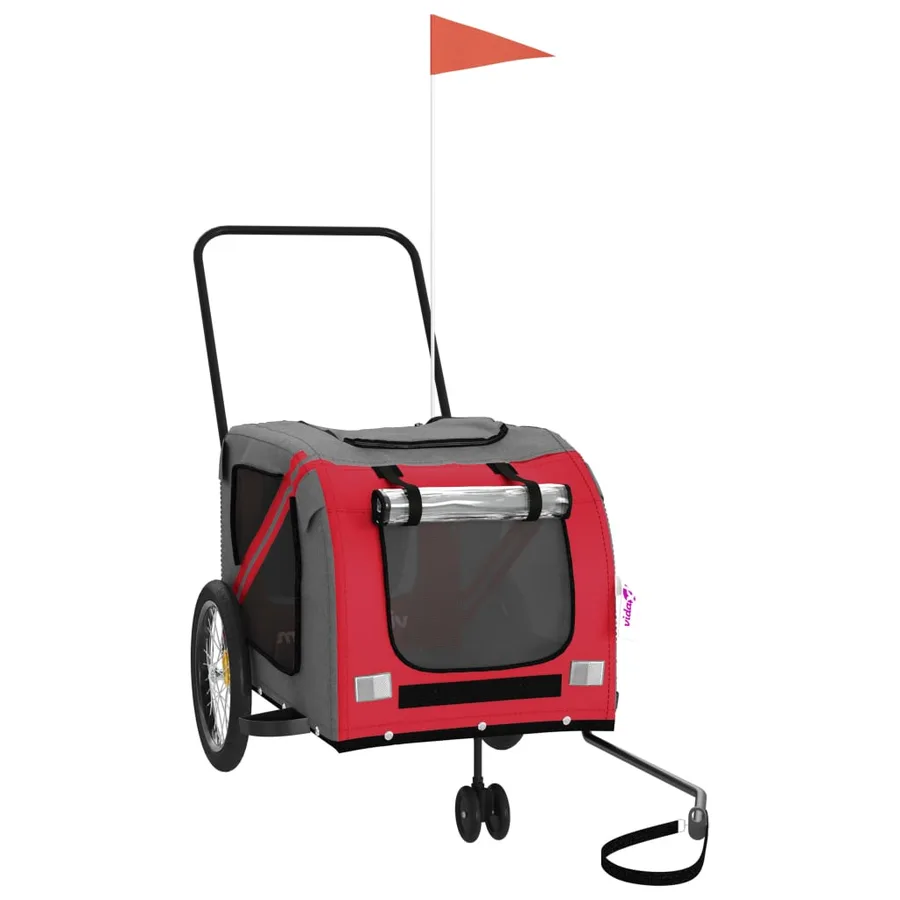 Remorque de vélo pour animaux de compagnie rouge et gris - 2
