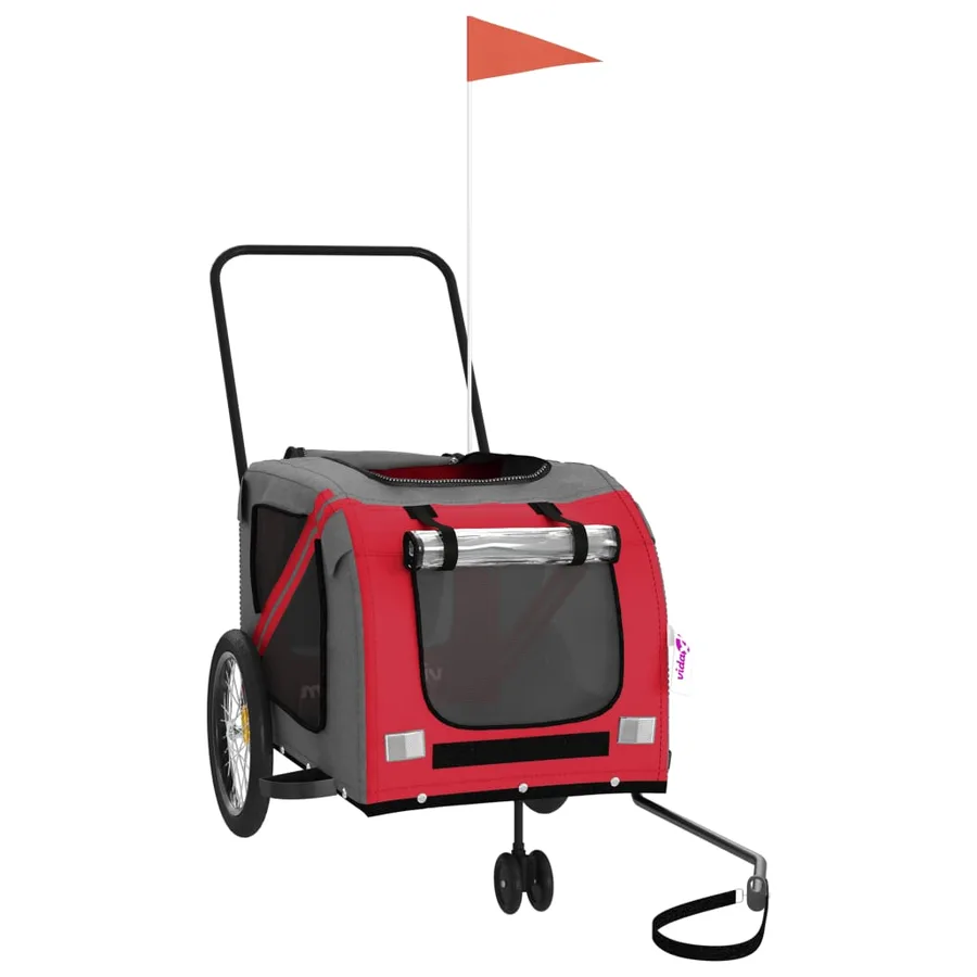 Remorque de vélo pour animaux de compagnie rouge et gris - 3