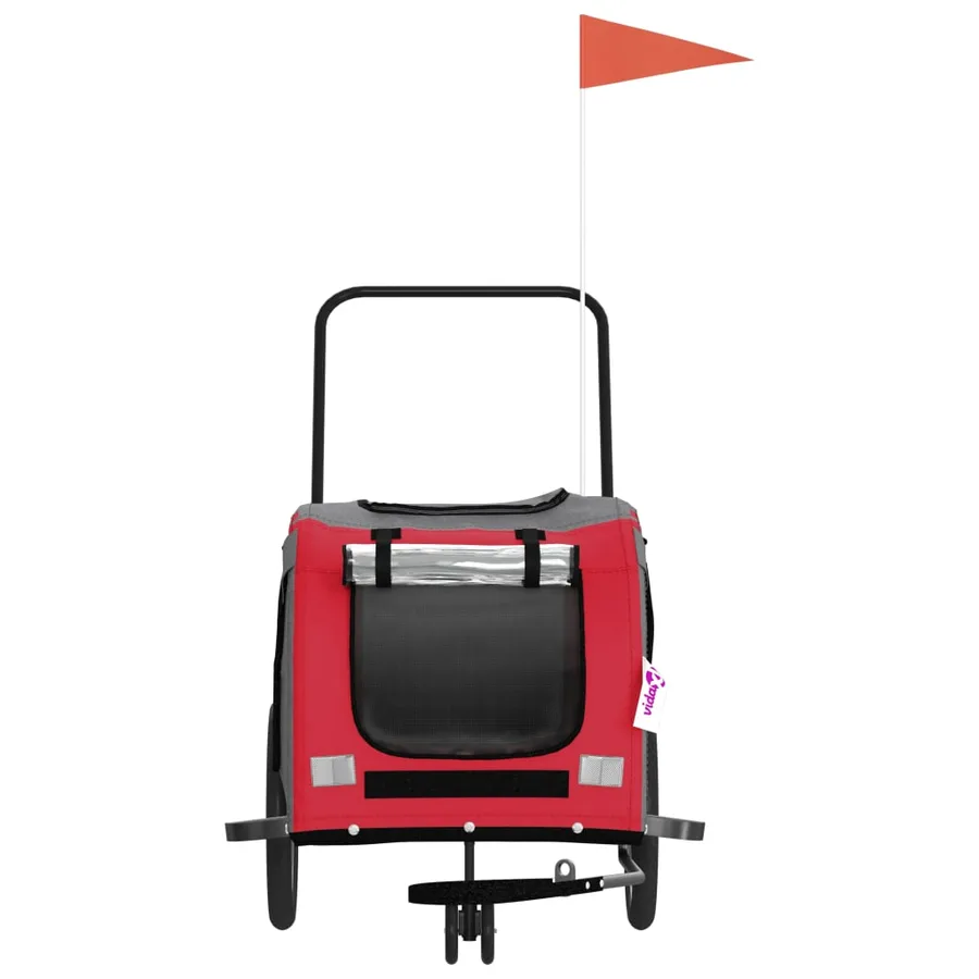 Remorque de vélo pour animaux de compagnie rouge et gris - 4