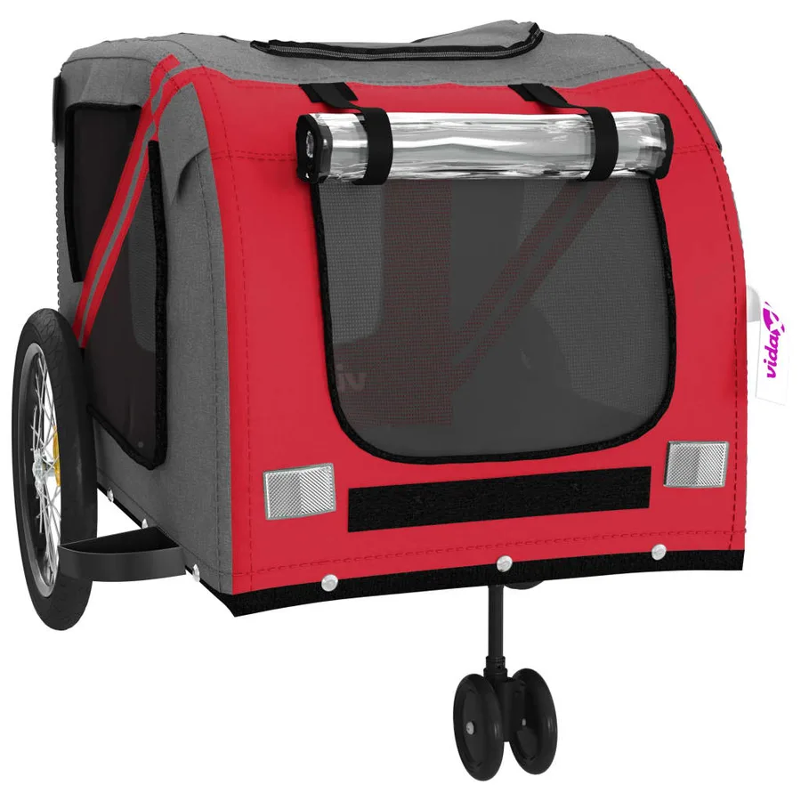 Remorque de vélo pour animaux de compagnie rouge et gris - 5