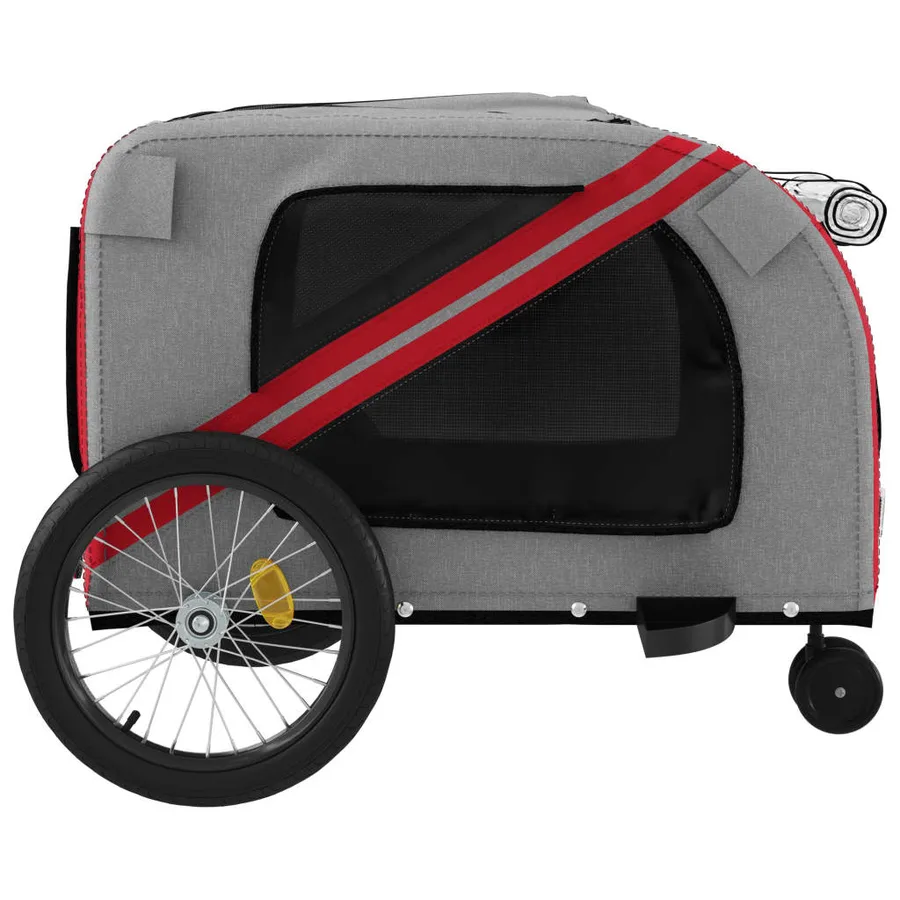 Remorque de vélo pour animaux de compagnie rouge et gris - 7