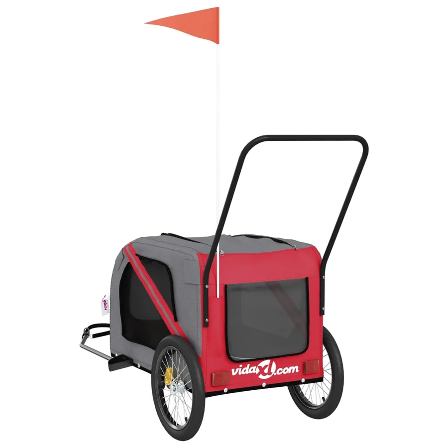 Remorque de vélo pour animaux de compagnie rouge et gris - 8